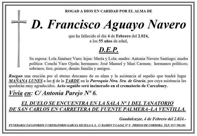SEPELIO DE D FRANCISCO AGUAYO NAVERO
