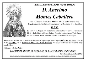SEPELIO DE D ANSELMO MONTES CABALLERO