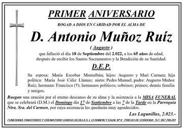 MISA PRIMER ANIVERSARIO DE D ANTONIO MUÑOPZ RUIZ