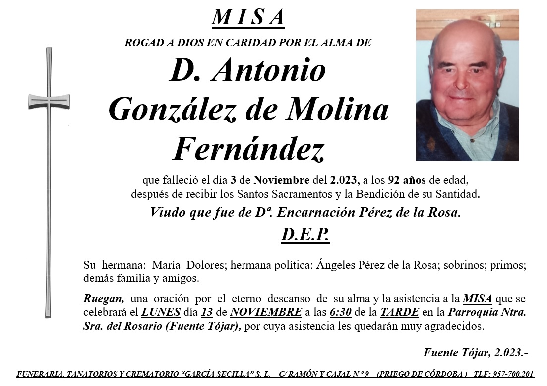 MISA DE D ANTONIO GONZÁLEZ DE MOLINA FERNÁNDEZ