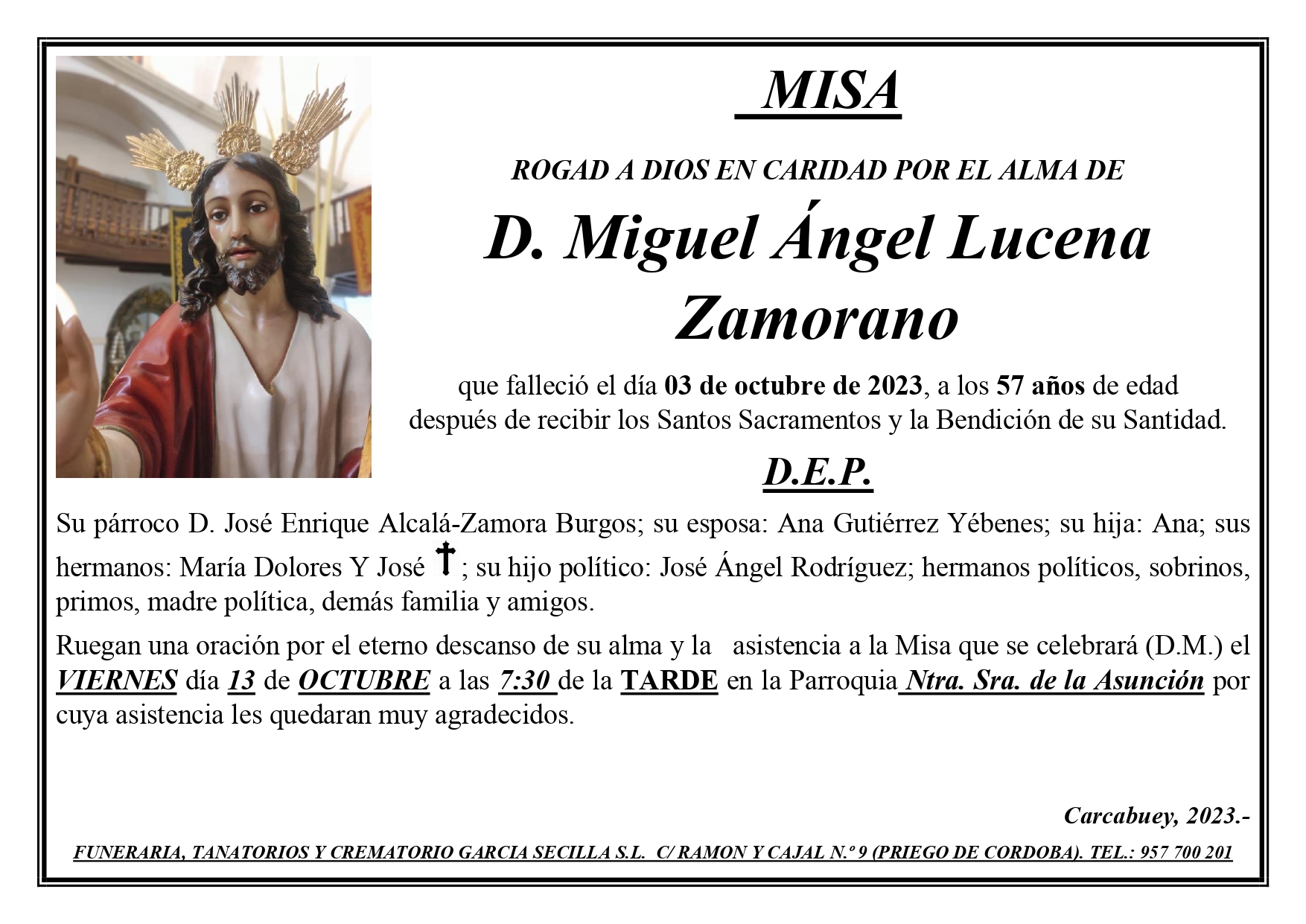 MISA DE MIGUEL ANGEL LUCENA ZAMORANO