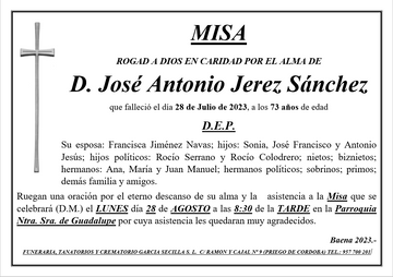 MISA DE D. JOSE ANTONIO JEREZ SANCHEZ