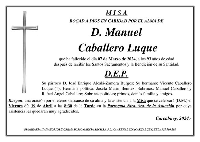 MISA DE D. MANUEL CABALLERO LUQUE