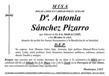MISA DE Dª ANTONIA SÁNCHEZ PIZARRO