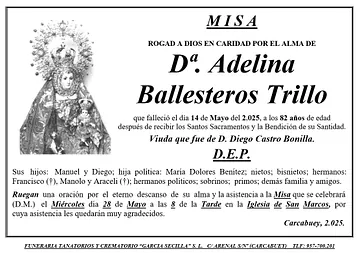 MISA DE Dª ADELINA BALLESTEROS TRILLO