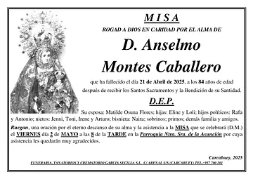MISA D. ANSELMO MONTES CABALLERO