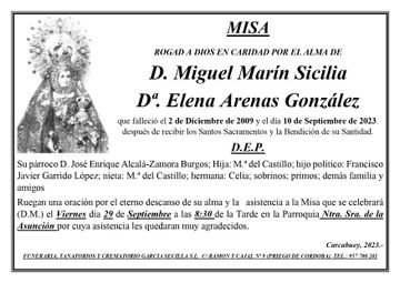 MISA MIGUEL MARÍN SICILIA Y ELENA ARENAS GONZALEZ