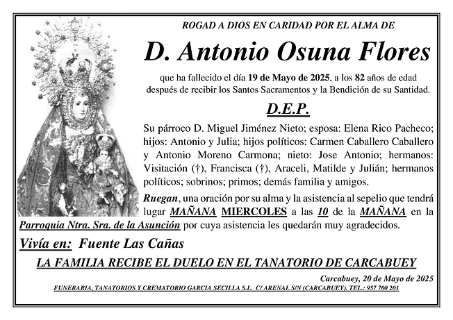 SEPELIO DE D. ANTONIO OSUNA FLORES