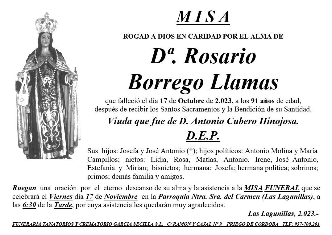 MISA DE Dª ROSARIO BORREGO LLAMAS