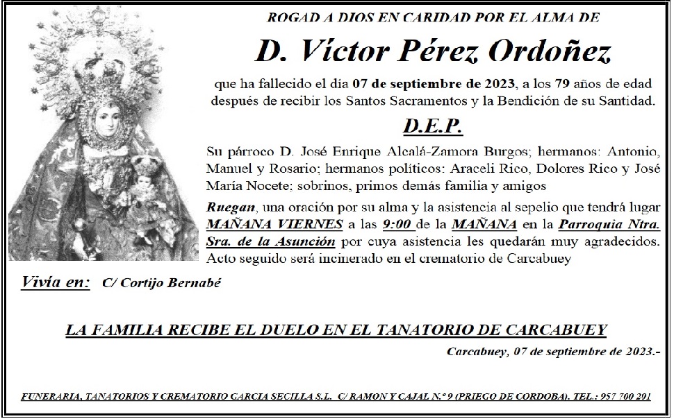 SEPELIO DE D VICTOR PÉREZ ORDOÑEZ 