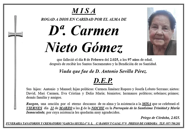 MISA DE Dª CARMEN NIETO GÓMEZ