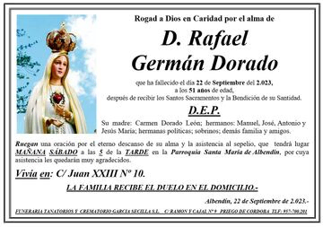 SEPELIO DE D RAFAEL GERMAN DORADO