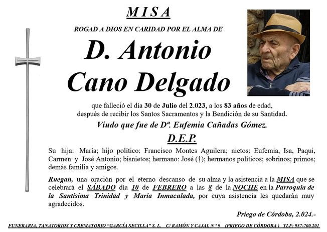 MISA DE D. ANTONIO CANO DELGADO