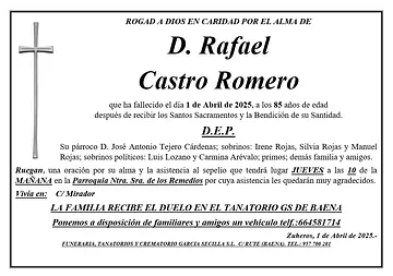 SEPELIO DE D. RAFAEL CASTRO ROMERO