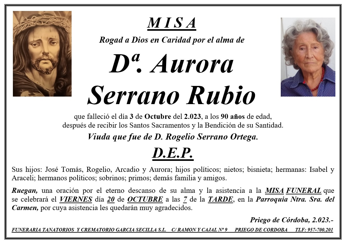 MISA DE Dª AURORA SERRANO RUBIO