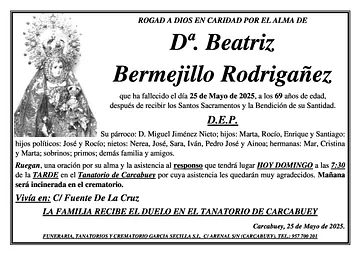 SEPELIO DE Dª BEATRIZ BERMEJILLO RODRIGAÑEZ