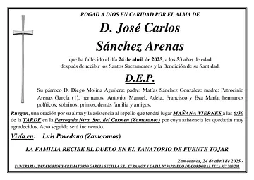 SEPELIO DE D JOSE CARLOS SANCHEZ ARENAS