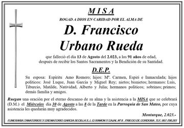 MISA DE D FRANCISCO URBANO RUEDA