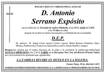 SEPELIO DE D. ANTONIO SERRANO EXPOSITO