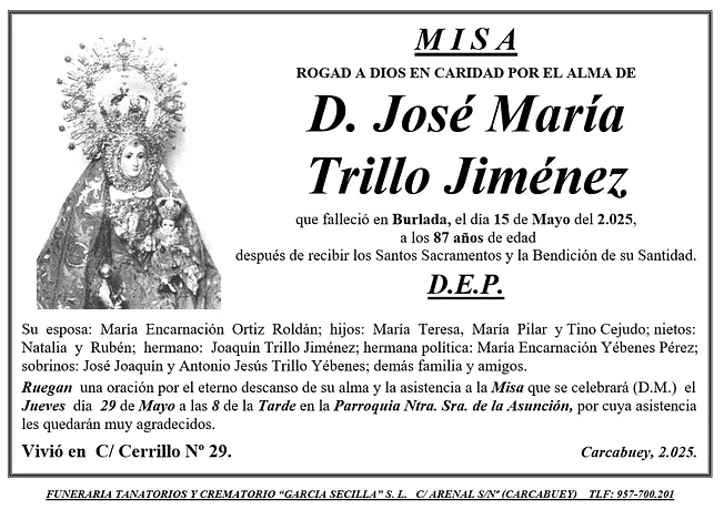 MISA DE D JOSÉ MARÍA TRILLO JIMÉNEZ