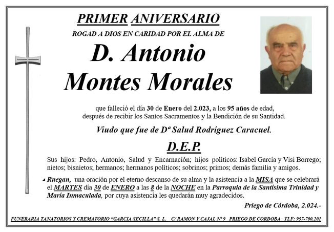 MISA PRIMER ANIVERSARIO DE D. ANTONIO MONTES MORALES