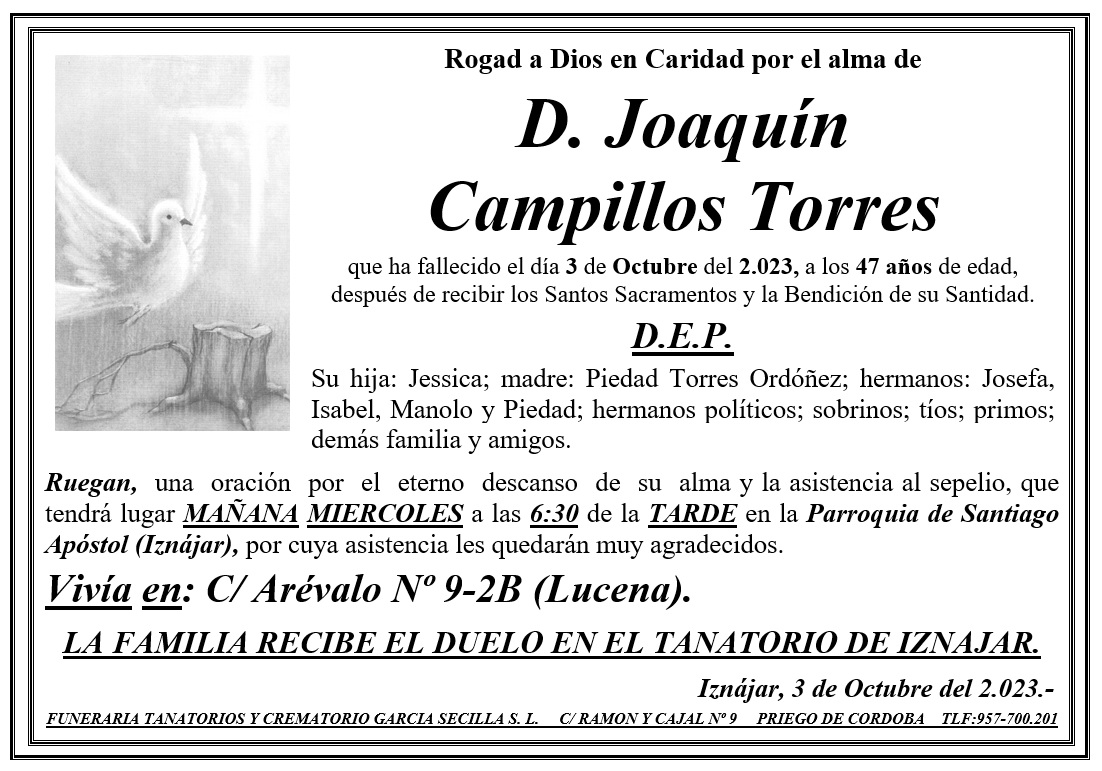 SEPELIO DE D JOAQUÍN CAMPILLOS TORRES