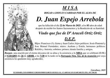 MISA D.JUAN ESPEJO ARREBOLA