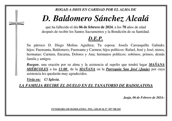 SEPELIO DE D. BALDOMERO SÁNCHEZ ALCALÁ