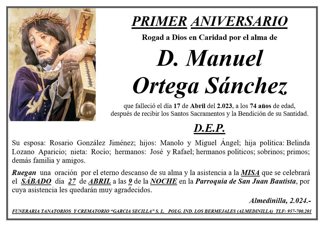 MISA PRIMER ANIVERSARIO DE D MANUEL ORTEGA SÁNCHEZ