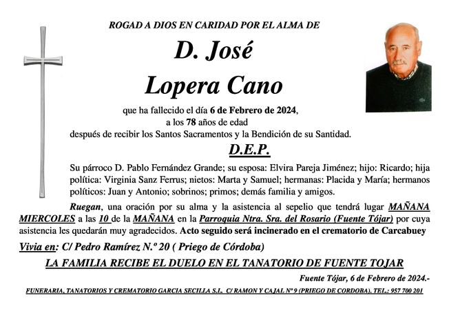 SEPELIO DE D. JOSÉ LOPERA CANO