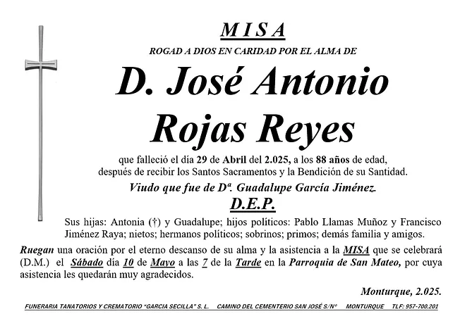 MISA DE D JOSÉ ANTONIO ROJAS REYES