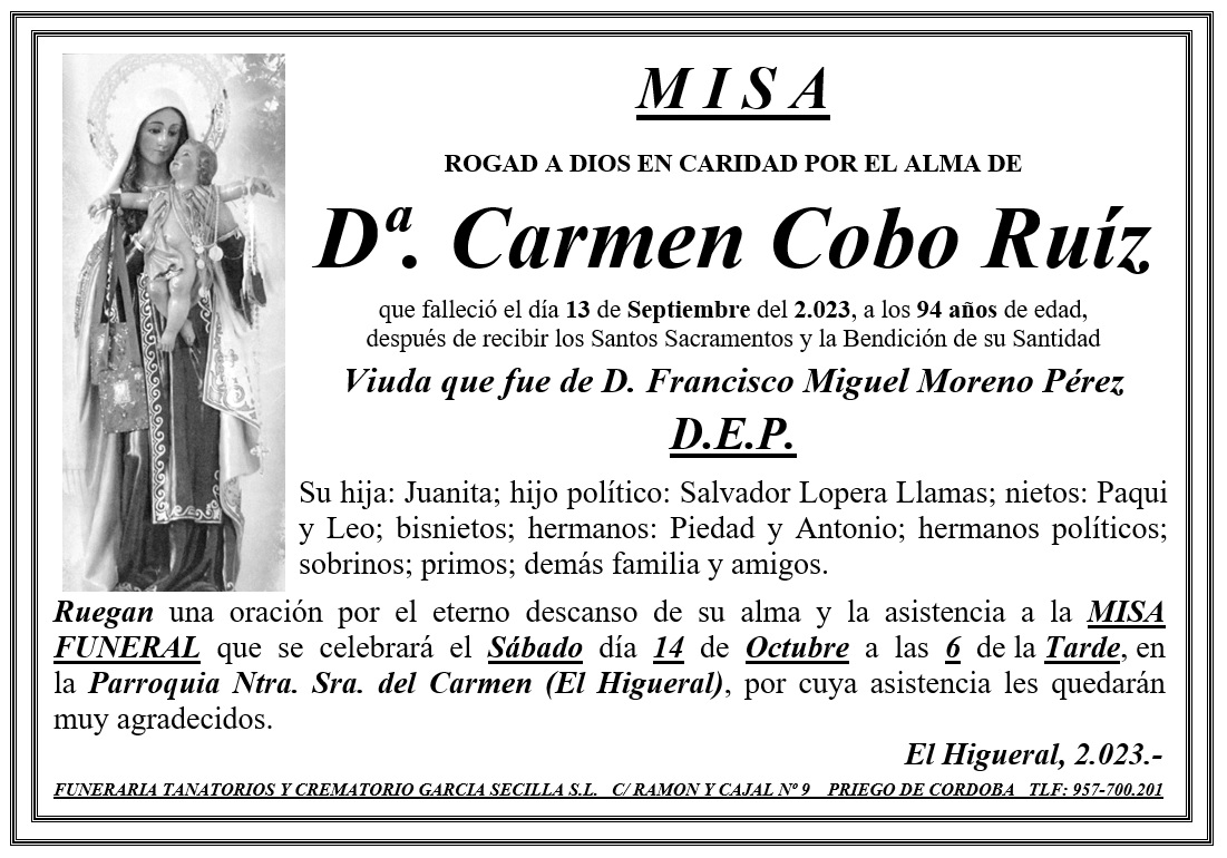 MISA DE Dª CARMEN COBO RUÍZ