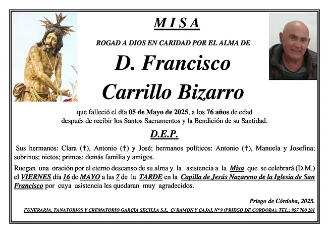 MISA DE D FRANCISCO CARRILLO BIZARRO