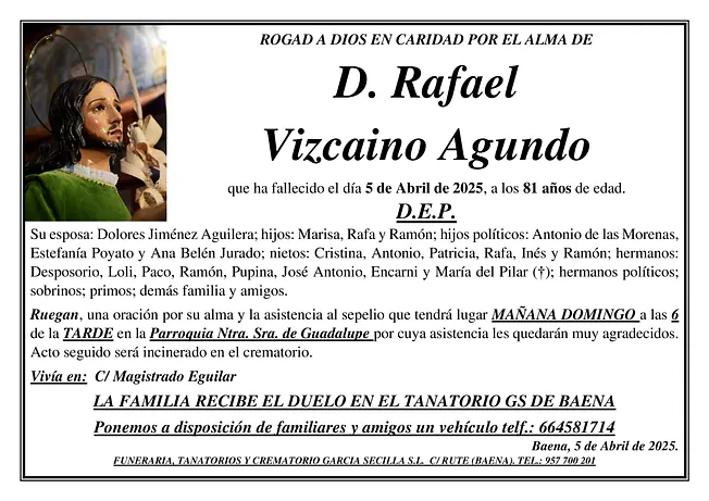 SEPELIO DE D RAFAEL VIZCAINO AGUNDO